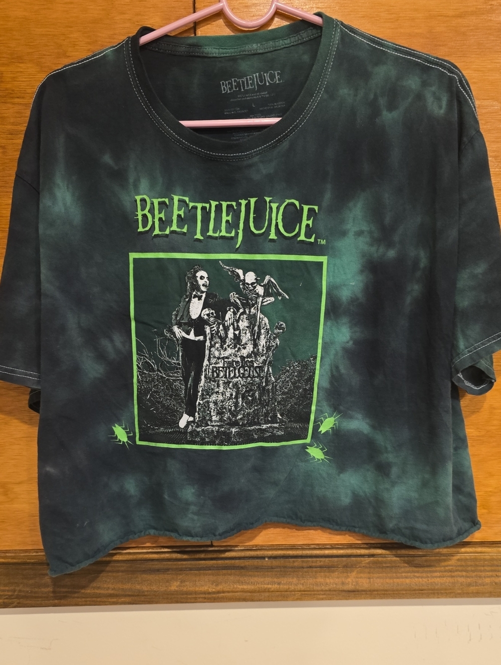 Beetlejuice Graphic Tee - Green Tie-Dye Crop Top